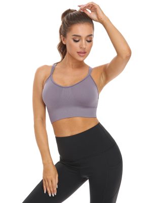 Cross Back Longline Seamless Sports Bras for Women